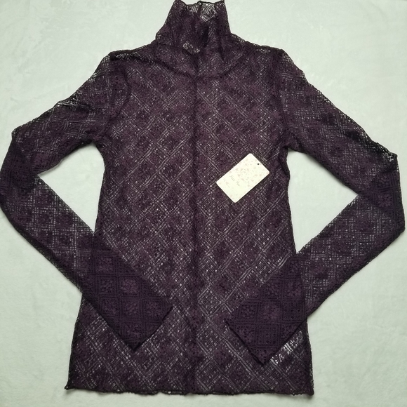 NWT FREE PEOPLE Sweet Memories Lace Turtleneck XS - Picture 2 of 4
